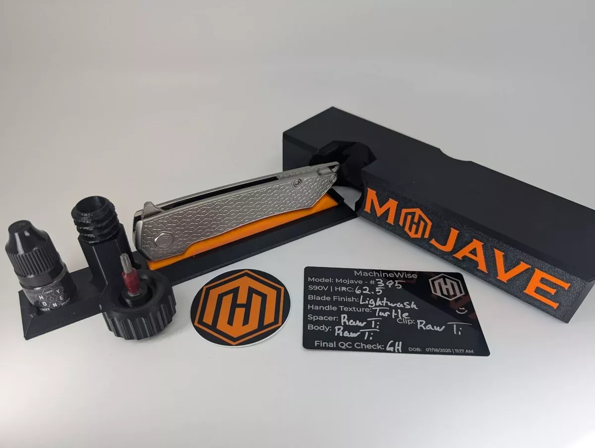 MachineWise Mojave Raw Titanium Framelock Folding Knife #395 *BLEM*