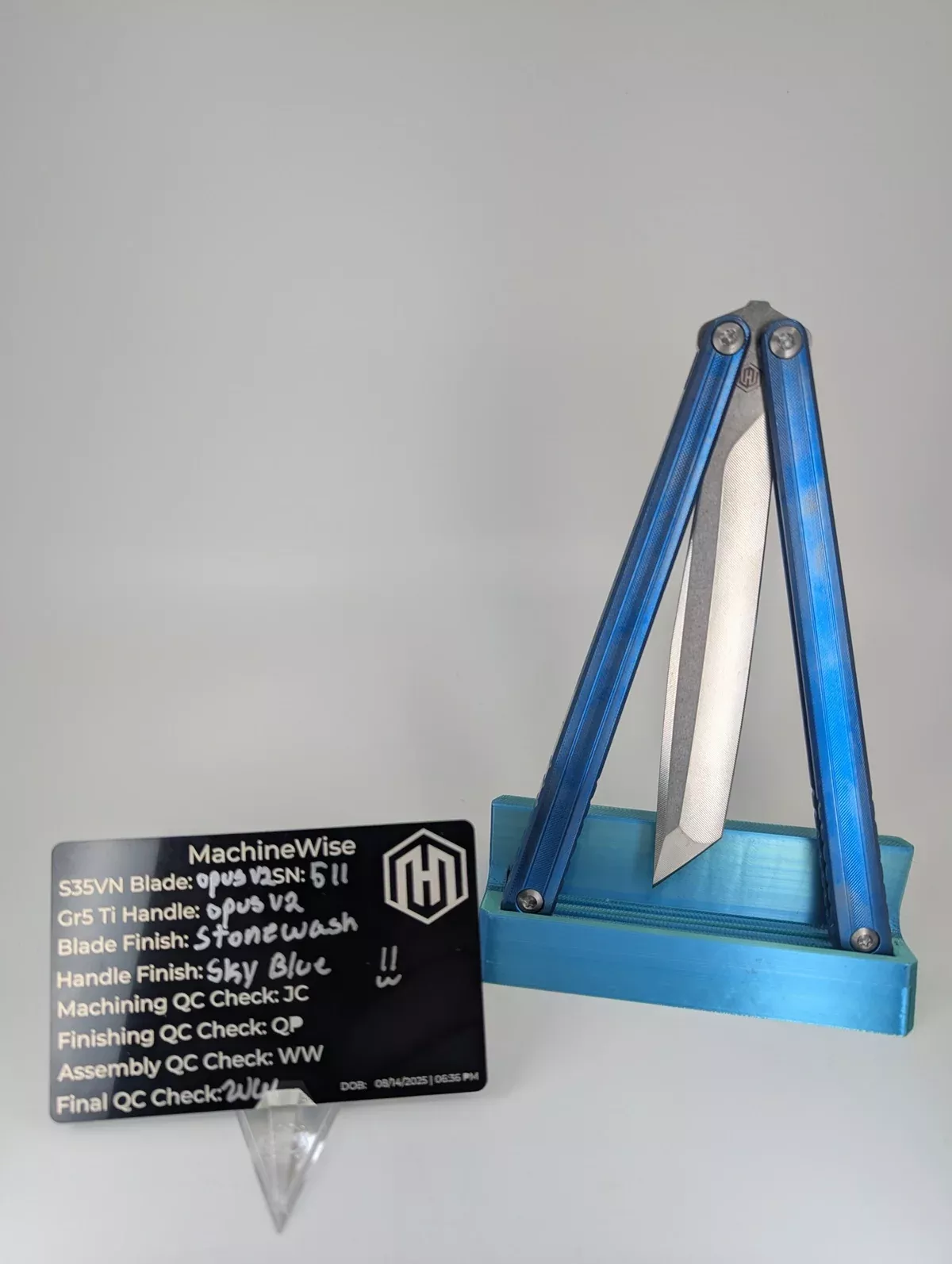 MachineWise Opus V2 Sky Blue Live Blade Balisong