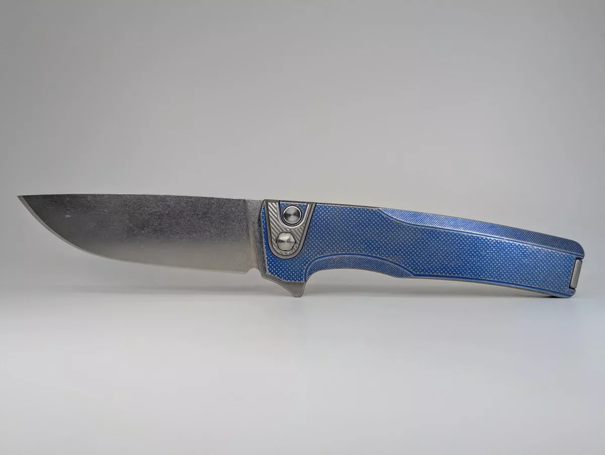 MachineWise Sonora Navy w/ Distress (Ti Bolster | Diamonds Handle) Buttonlock Folding Knife #1522 *BLEM*