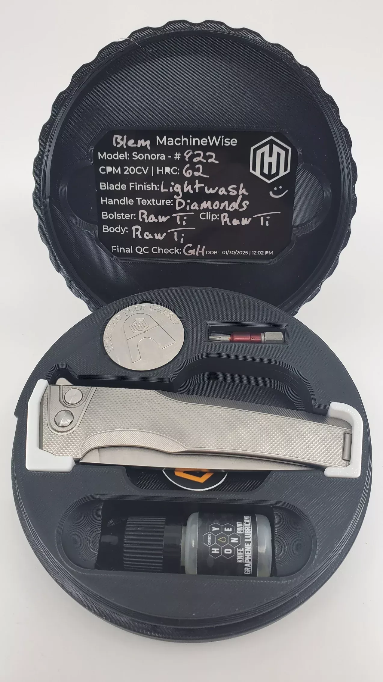MachineWise Sonora Raw 922 (CPM 20CV | Ti Bolster | Diamonds Handle) Buttonlock Folding Knife *BLEM*