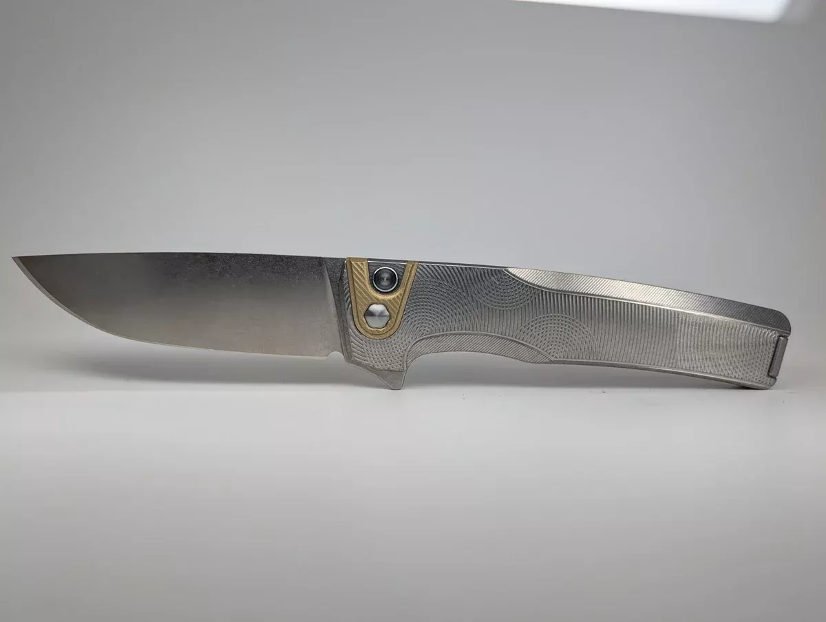 MachineWise Sonora Ripples Raw 1660 (S90V | Brass Bolster) Buttonlock Folding Knife