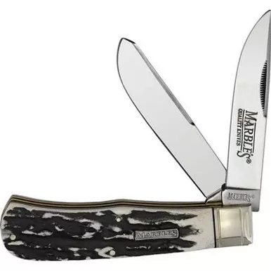 Marbles Jumbo Trapper Black Stag Bone Knife