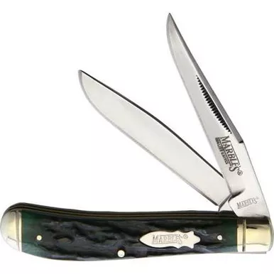 Marbles Trapper Green Stag Bone Folder Knife