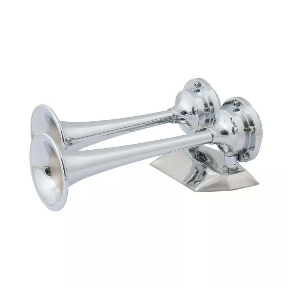 Marinco 12V Chrome Plated Dual Trumpet Mini Air Horn - 10108