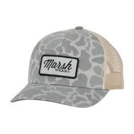 Marsh Wear Script Trucker Hat - Dark Green Mallard Camo