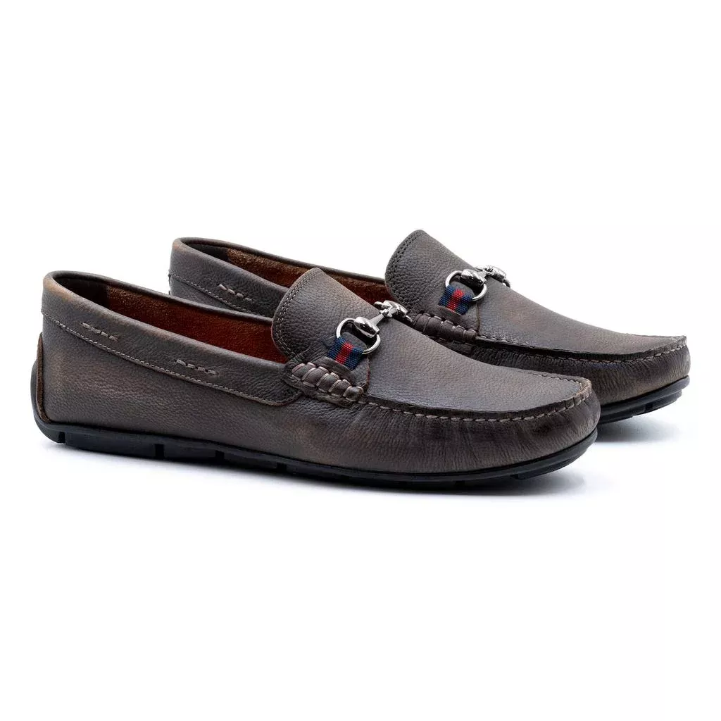 Martin Dingman Bermuda Pebble-Grain Horse Bit Loafer