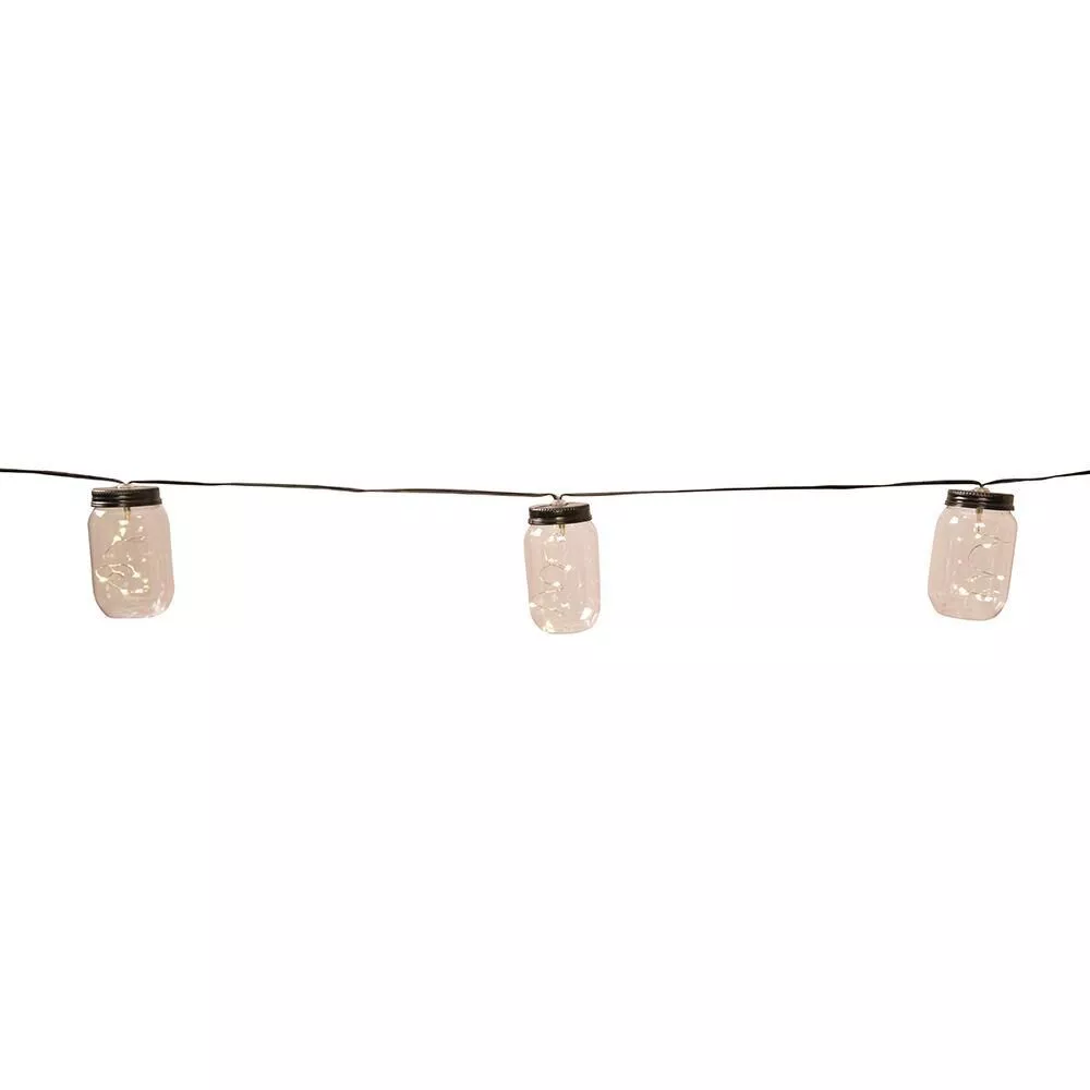 Mason Jar Firefly LED Lights, 21’, 16 Jars
