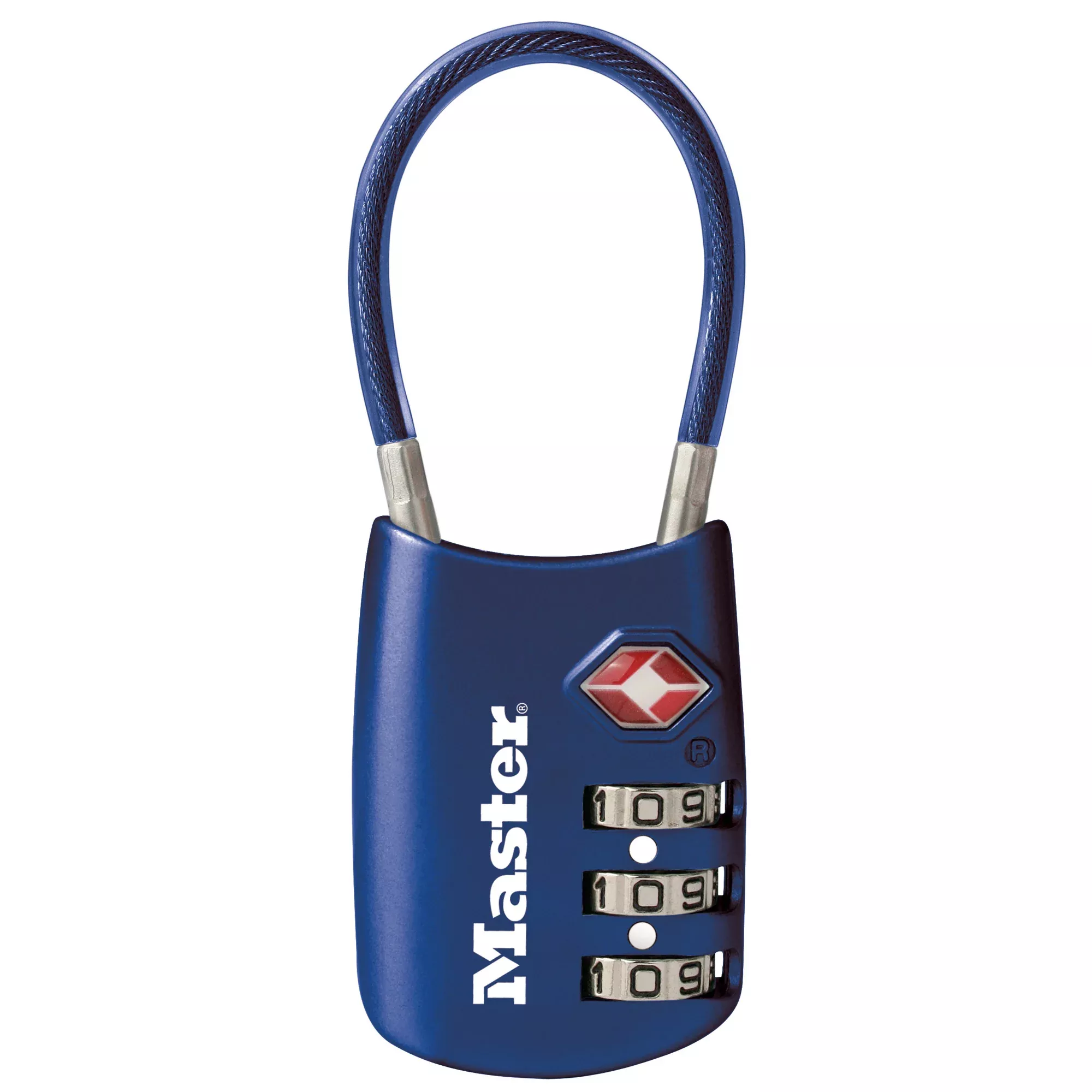 Master Lock TSA-Approved Set-Your-Own Combination Travel Luggage Cable Lock, Blue, 4688DBLU