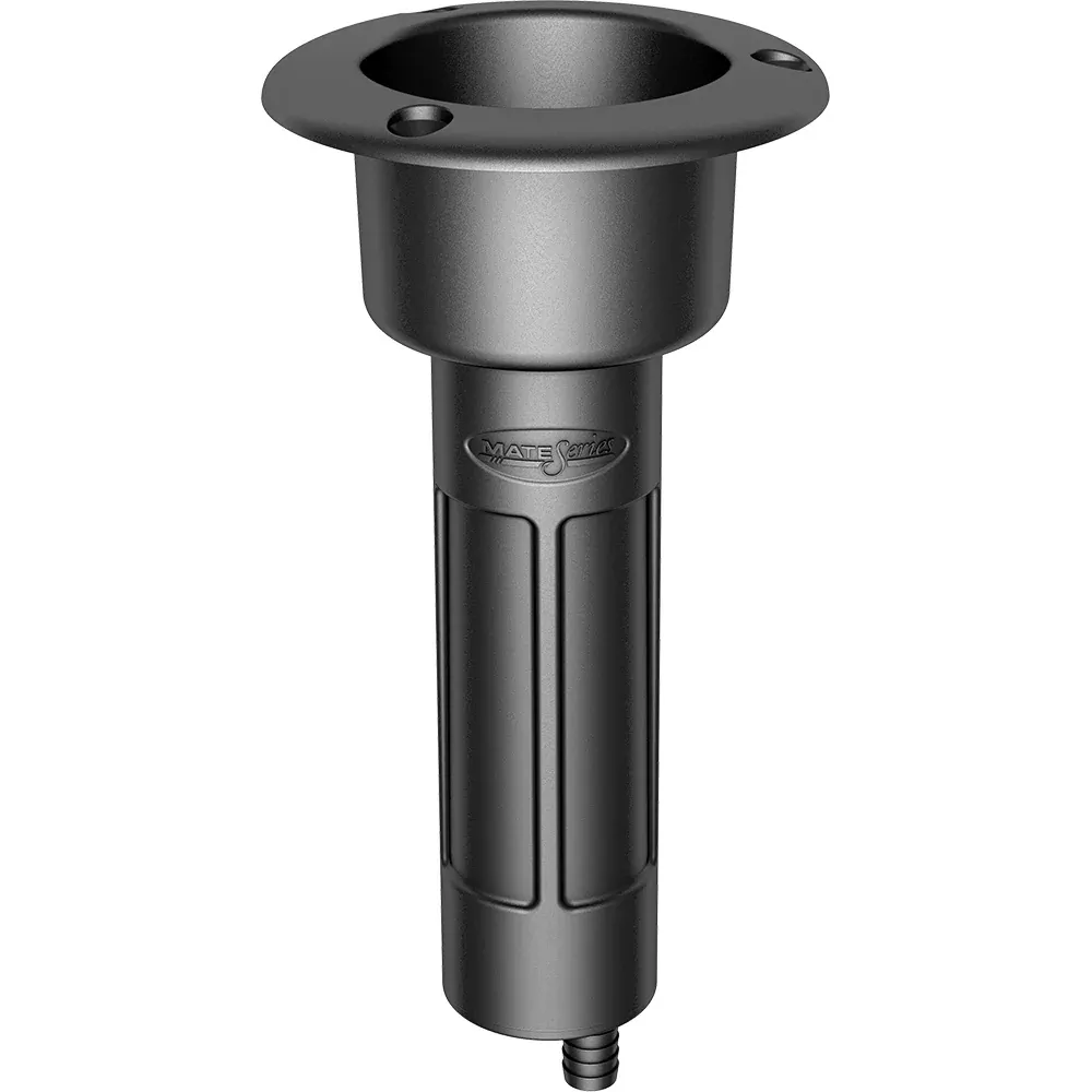 Mate Series Plastic 0 RodCup Holder – Drain – Round Top – Black [P1000DB]