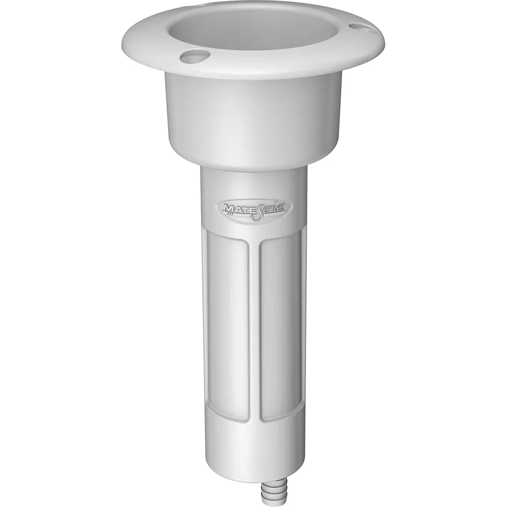 Mate Series Plastic 0 RodCup Holder – Drain – Round Top – White [P1000DW]