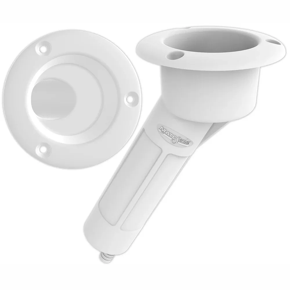 Mate Series Plastic 30 RodCup Holder – Drain – Round Top – White [P1030DW]