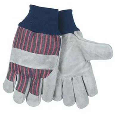 MCR Safety 1235K C Grade Split Leather Palm Work Gloves w/ Elastic Wrist