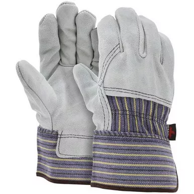 MCR Safety 1413A A-Grade Select Shoulder Leather Double Palm Work Gloves, 3/4 Leather Back w/ 2.5" Plasticized Cuff