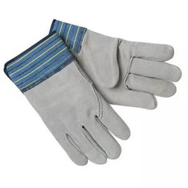 MCR Safety 1417A A-Grade Select Shoulder Leather Double Palm Work Gloves, Full Leather Back w/ 2.5" Plasticized Cuff