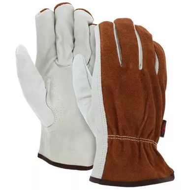 MCR Safety 3205 CV Grade Cow Grain Palm, Split Leather Back Leather Drivers Work Gloves