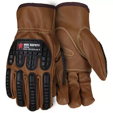 MCR Safety 36336 Select Oil Block Goatskin Leather, TPR Back Drivers Work Gloves