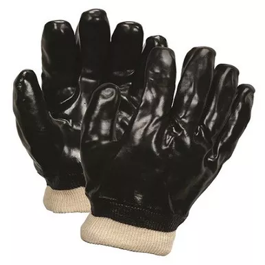 MCR Safety 6100 Single Dipped Black PVC Coated, Soft Interlock Lining Work Gloves