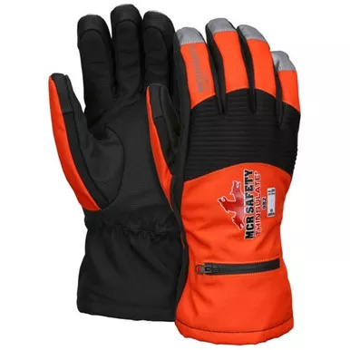 MCR Safety 982 Hi-Vis Orange Wind & Waterproof 100g Thinsulate™ & Cut Resistant Lined, MAXGrid™ Palm Mechanics Gloves w/ Inner Elastic Snow & Ice Cuff