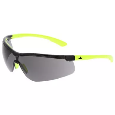 MCR Safety KD722PF420 Klondike KD7 Extremely Low Profile & Lightweight Black Frame, Hi-Vis Lime Temples Safety Glasses w/ Gray MAX6 Lens