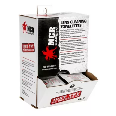 MCR Safety LCT Lens Cleaning Towelettes for Safety Glasses - 100 Individually Wrapped