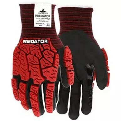 MCR Safety PD3952 Predator Kevlar Steel Shell, Red Tire Tread TPR Back, Cut, Puncture & Impact Resistant Mechanics Gloves w/ Reinforced Thumb Crotch