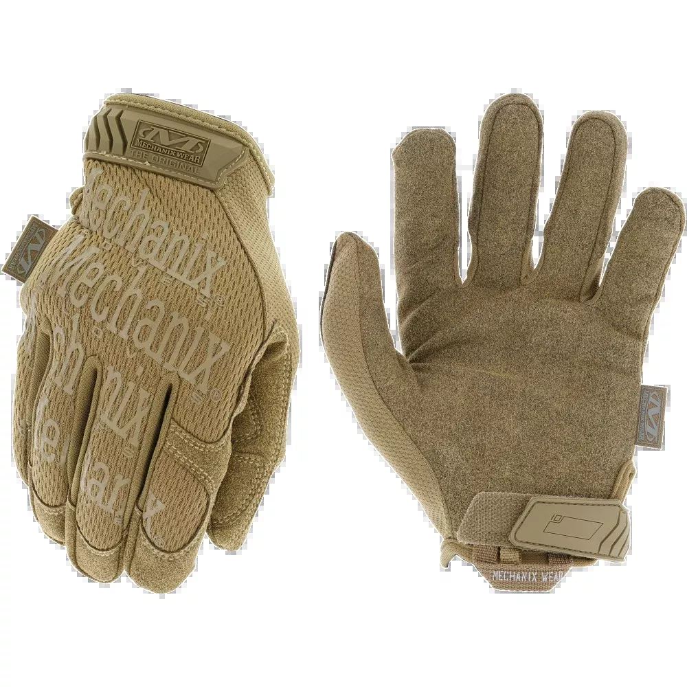 Mechanix Wear Original Tactical Gloves, Coyote Medium, Touchscreen Synthetic Leather, Velcro — MG72009
