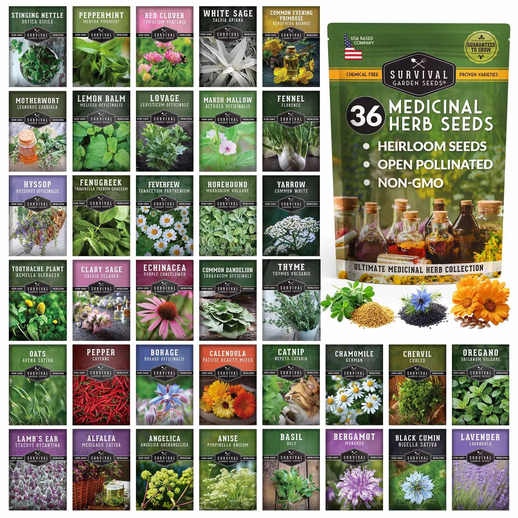 Medicinal Herb Garden – 36 Heirloom Seed Varieties for a Wellness Garden