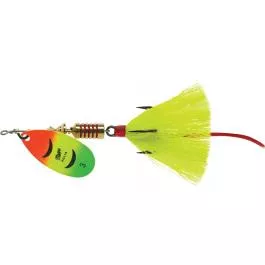 Mepps Aglia Dressed Spinner - Size #3 - 1/4 oz. - Firetiger Platium Blade - Yellow Tail