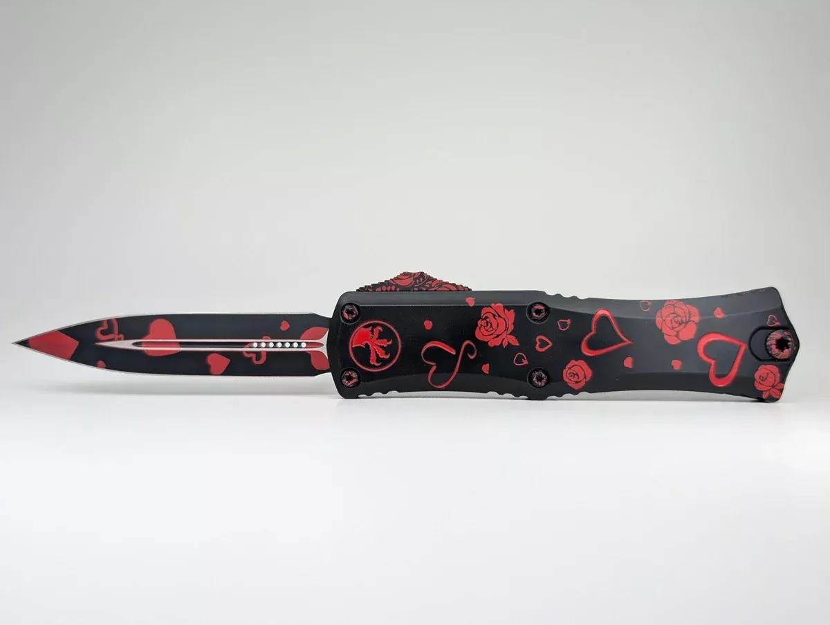Microtech Hera II Mini D/E Signature Series Valentine’s Day “Twin Flames” Out the Front Knife