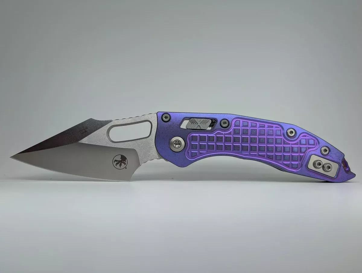 Microtech Stitch Marfione Select Purple Haze Titanium Frag RAM-LOK Folding Knife