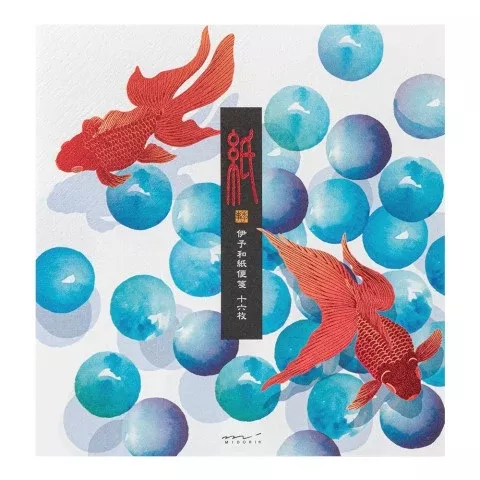 Midori Letter Pad 171 Foil-Stamping Marble and Goldfish