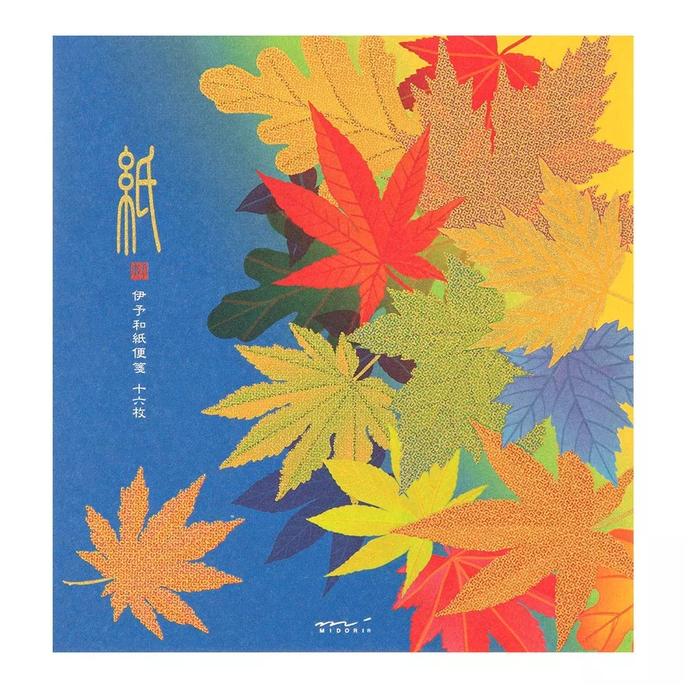 Midori Letter Pad 181 Silk-Printing Fallen Leaves S2
