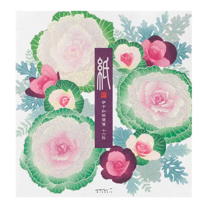 Midori Letter Pad – Silk Printing Flowering Kale Wreath