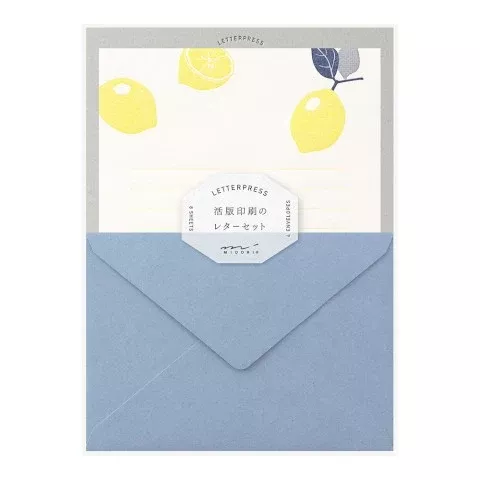 Midori Letter Set 476 Letterpress Lemon