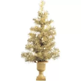 Midwest CBK 25" Gold Tinsel LED Christmas Tree