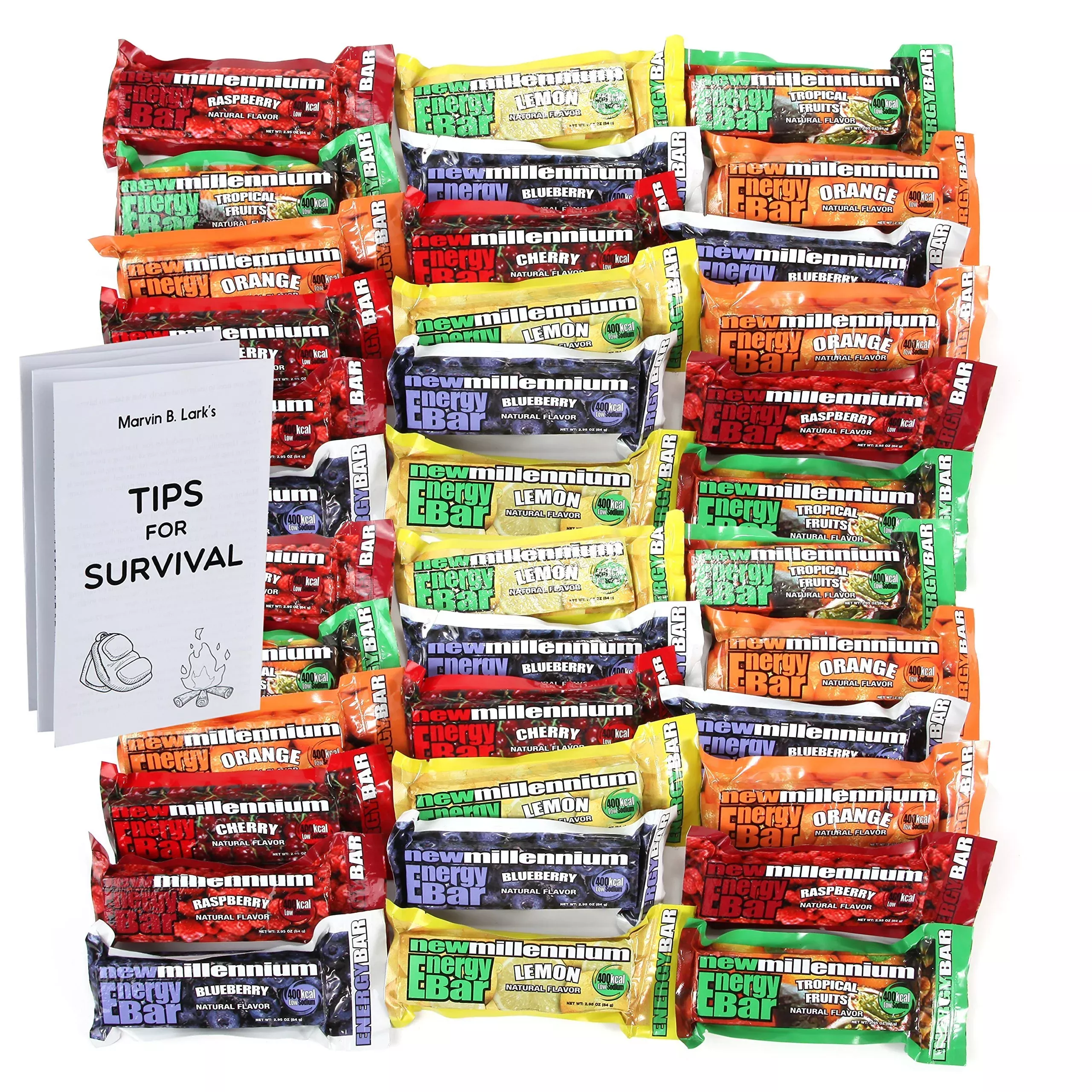 Millennium Energy Bars Assorted Flavors Including Emergency Guide (36 Packs)