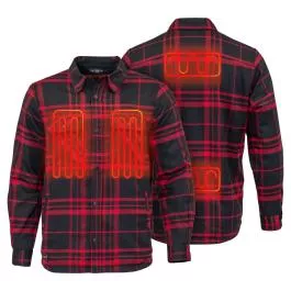 Mobile Warming Men's Heated Flannel Jacket - Black/Red - L