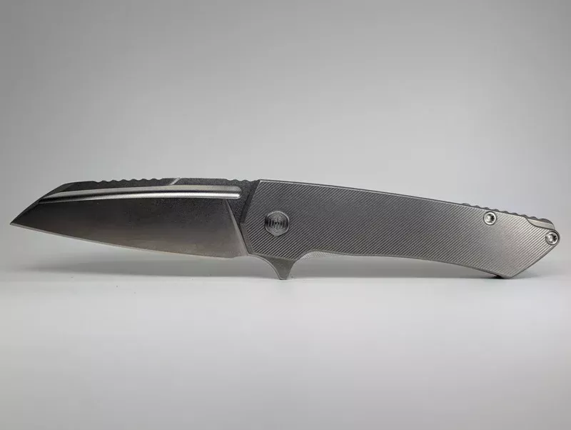 Mojave Raw Ti (CPM S90V | Stonewash | Finestep Handle) Framelock Folding Knife #789 *BLEM*