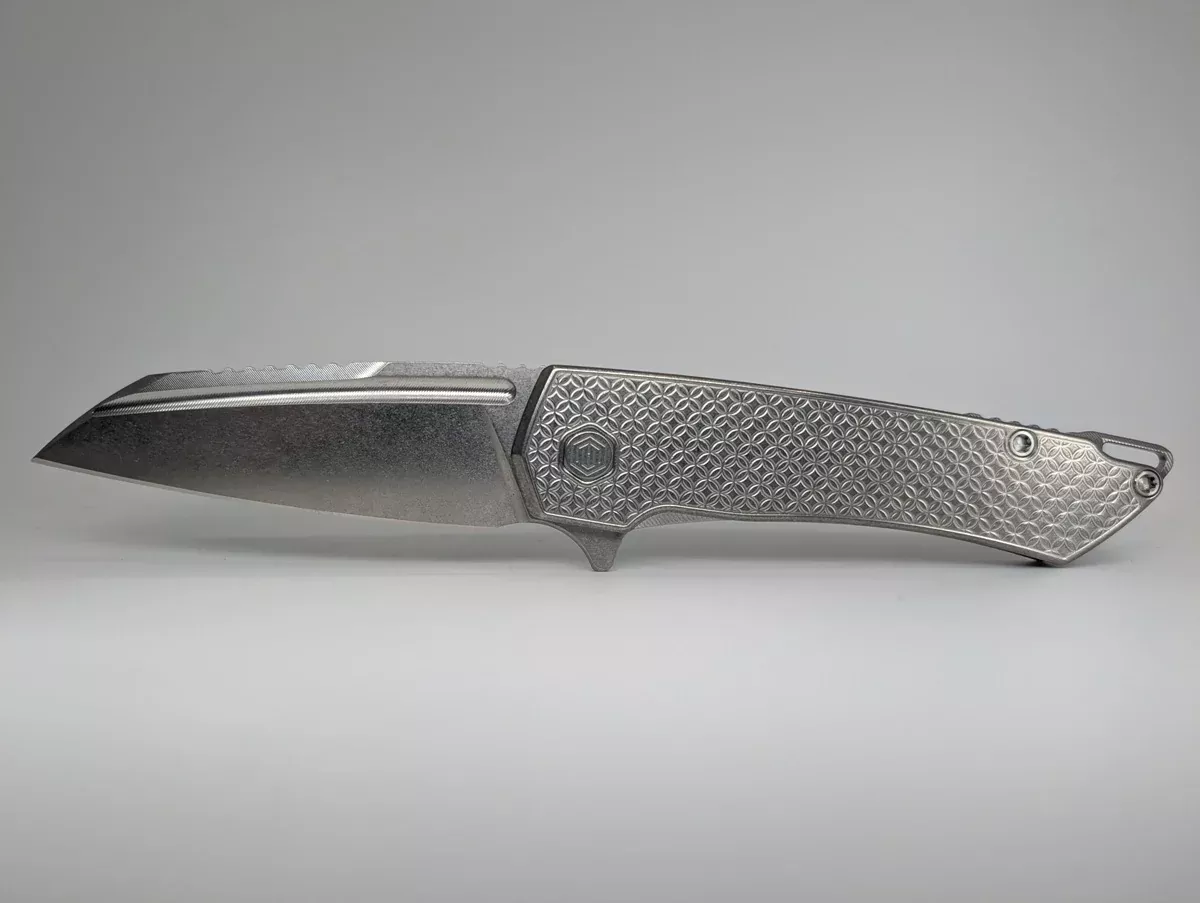 Mojave Raw Ti (CPM S90V | Stonewash | Mosaic Handle) Framelock Folding Knife #878