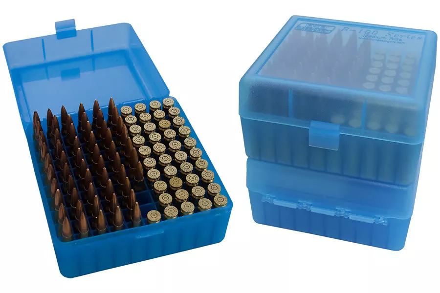 MTM Flip-top Ammo Box for 223/5.56/204 Ruger (Holds 100 Rounds)