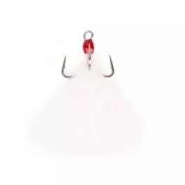 Mustad In-Line Triple Grip Feathered Treble Hooks - White Tinsel - 2 Pack - Size 2
