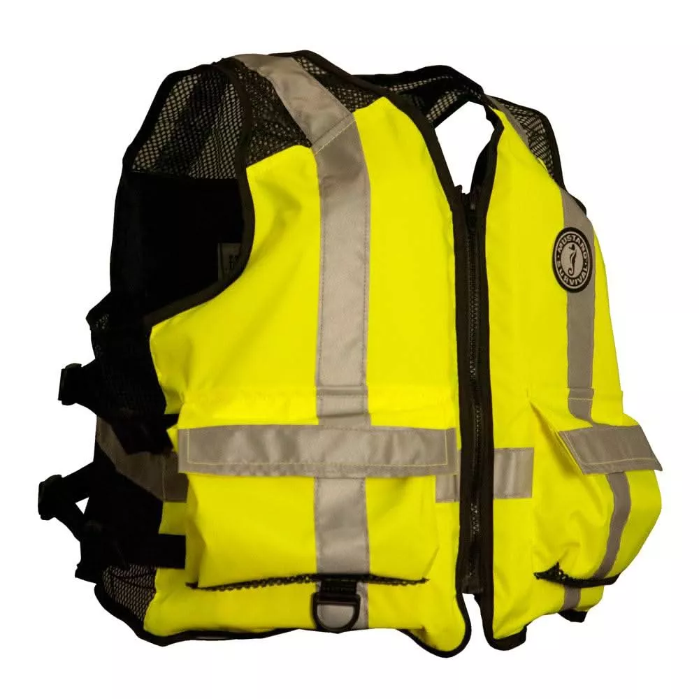 Mustang High Visibility Industrial Mesh Vest – Fluorescent Yellow/Green – S/M – MV1254T3-239-S/M-216
