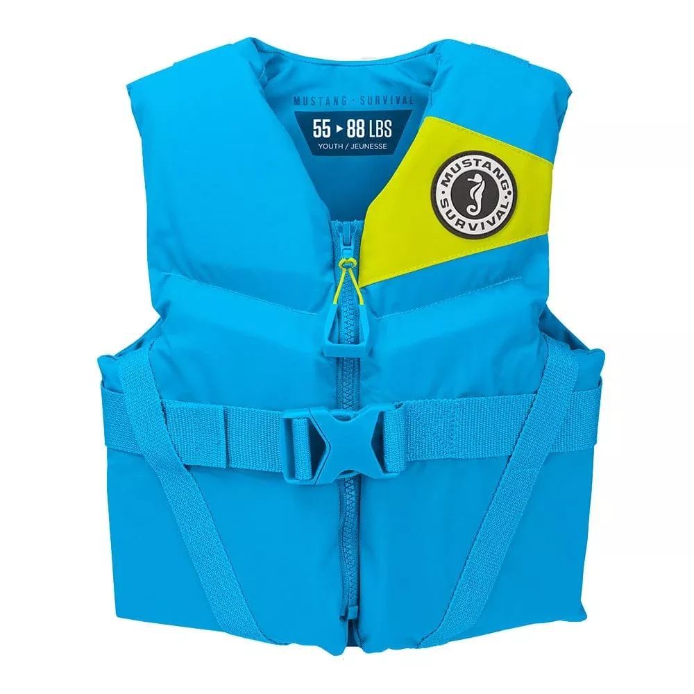Mustang Rev Youth Foam Vest – Azure Blue