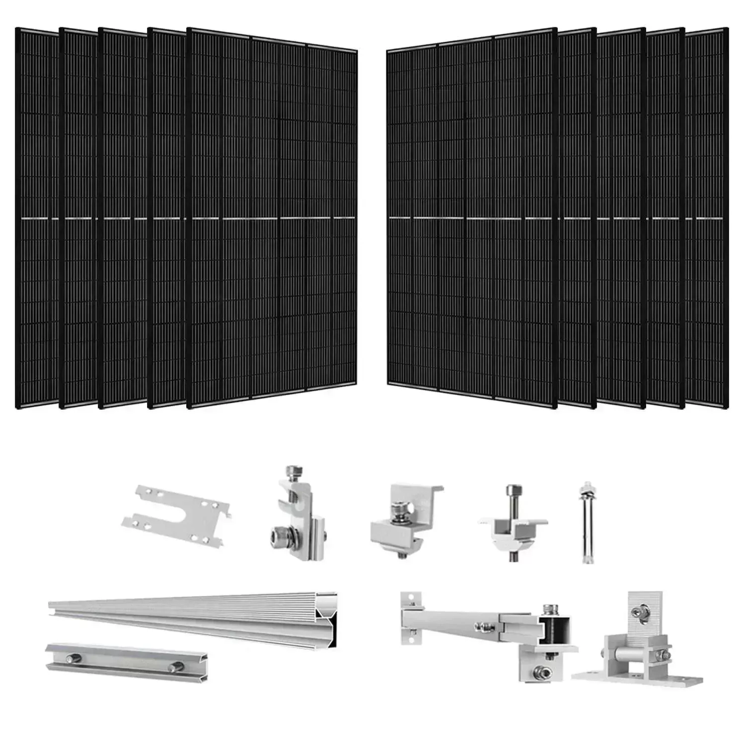 Nature's Generator 410 Watt Monocrystalline Solar Panel (10 Pack) With Solar Panel Mount Rack