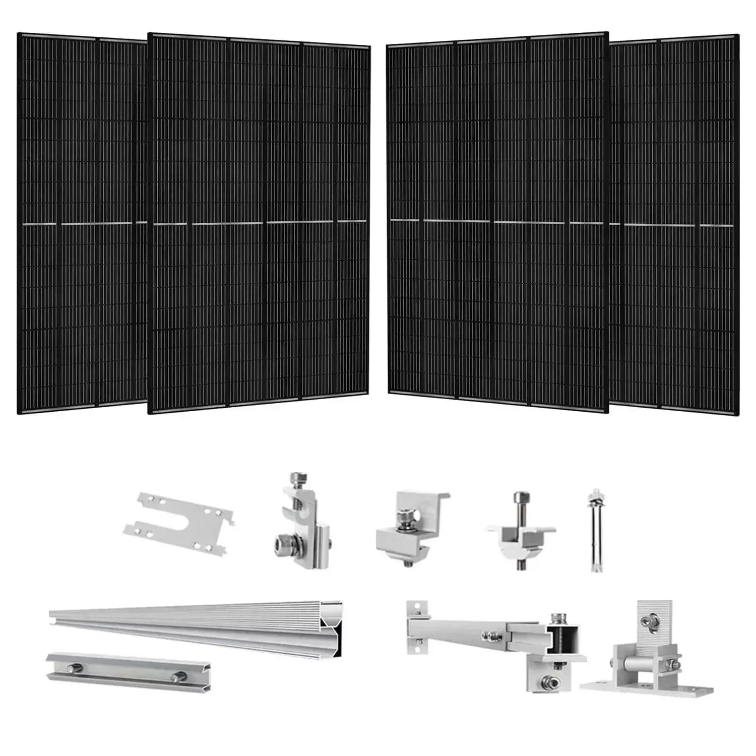Nature's Generator 410 Watt Monocrystalline Solar Panel (4 Pack) With Solar Panel Mount Rack