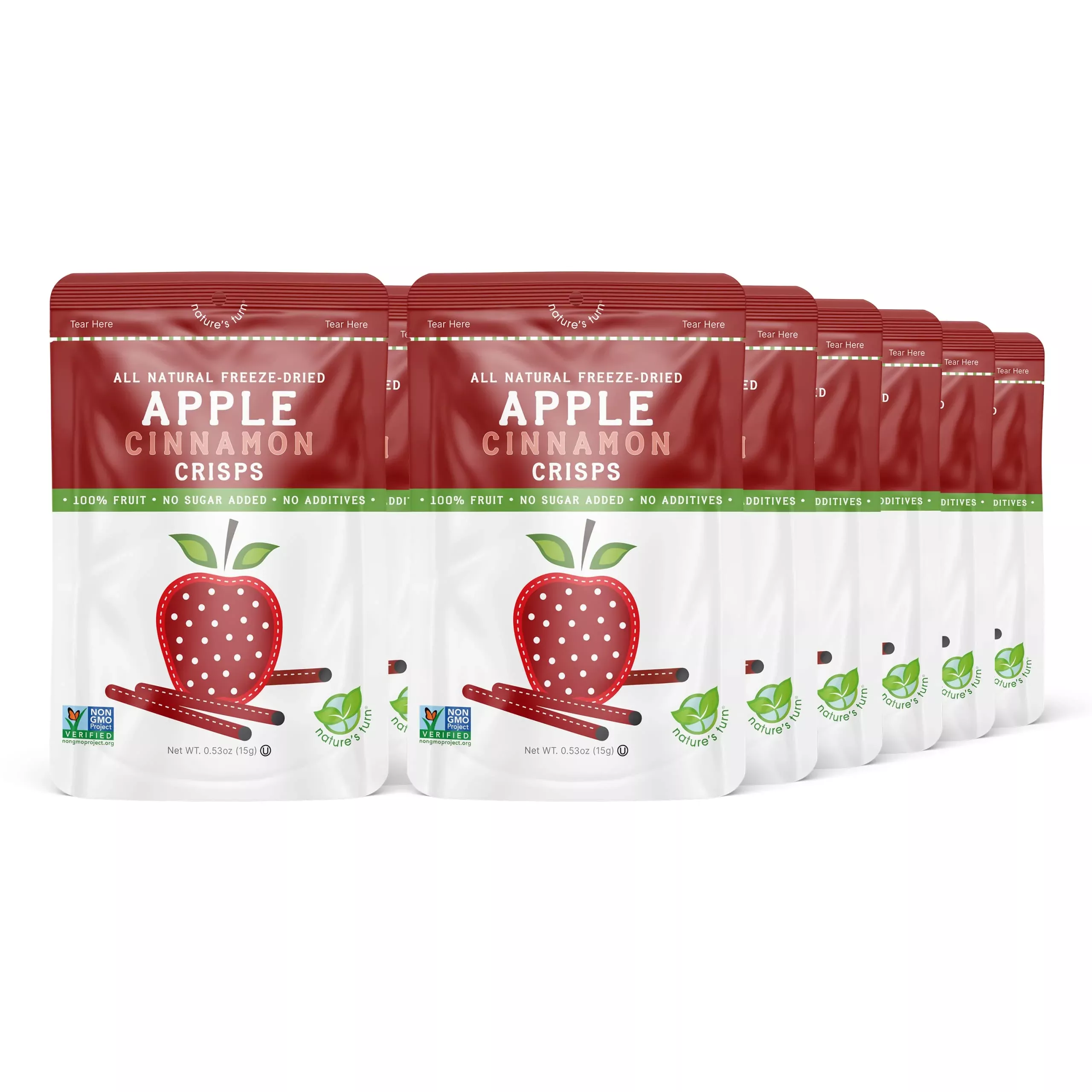 Nature’s Turn Freeze-Dried Fruit Snacks, Apple Cinnamon Crisps - Pack of 12 (0.53 oz Each)