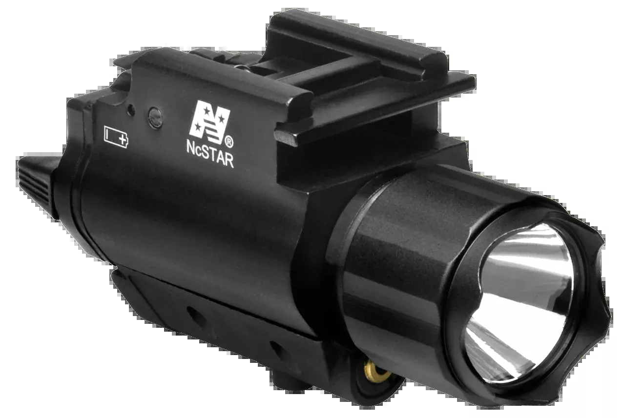 NcSTAR Flashlight & Red Laser Combo, 200-Lumen CREE LED, Quick-Release Picatinny Mount — AQPFLS