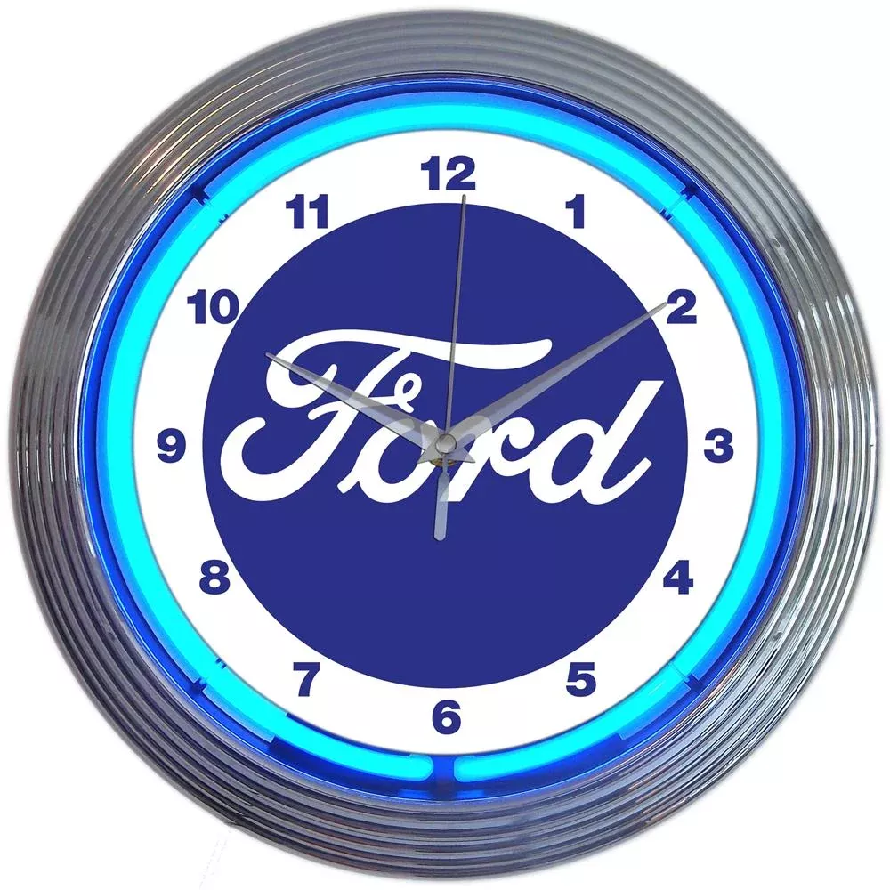 Neonetics Ford Script Logo Blue Neon Clock 15″ (CCC)