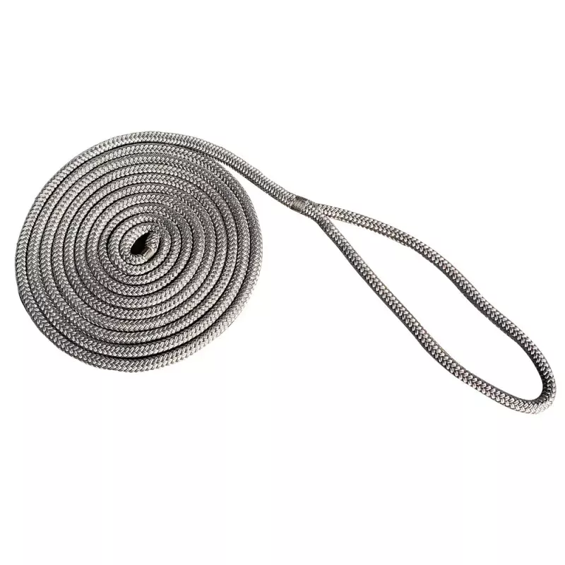 New England Rope 3/4 x 25 Nylon Double Braid Dock Line – Grey