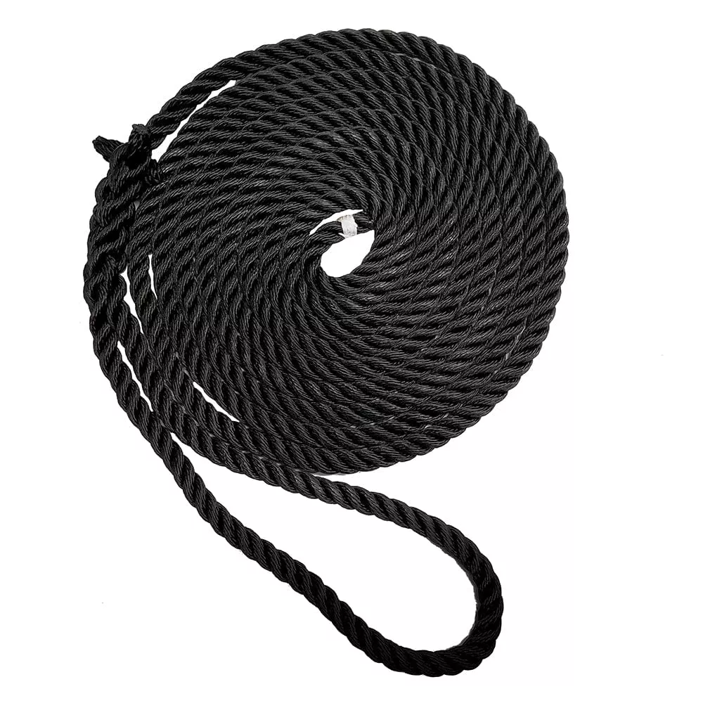 New England Ropes 5/8″ X 15′ Premium Nylon 3 Strand Dock Line – Black